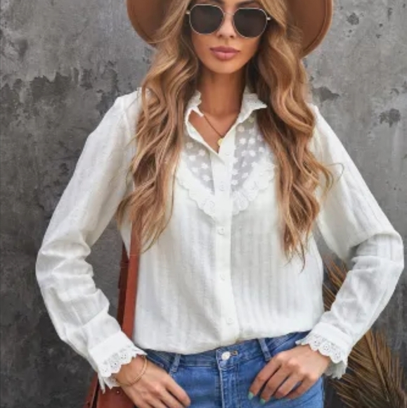 None Tops - ♥️New stand collar ruffles textured shirt